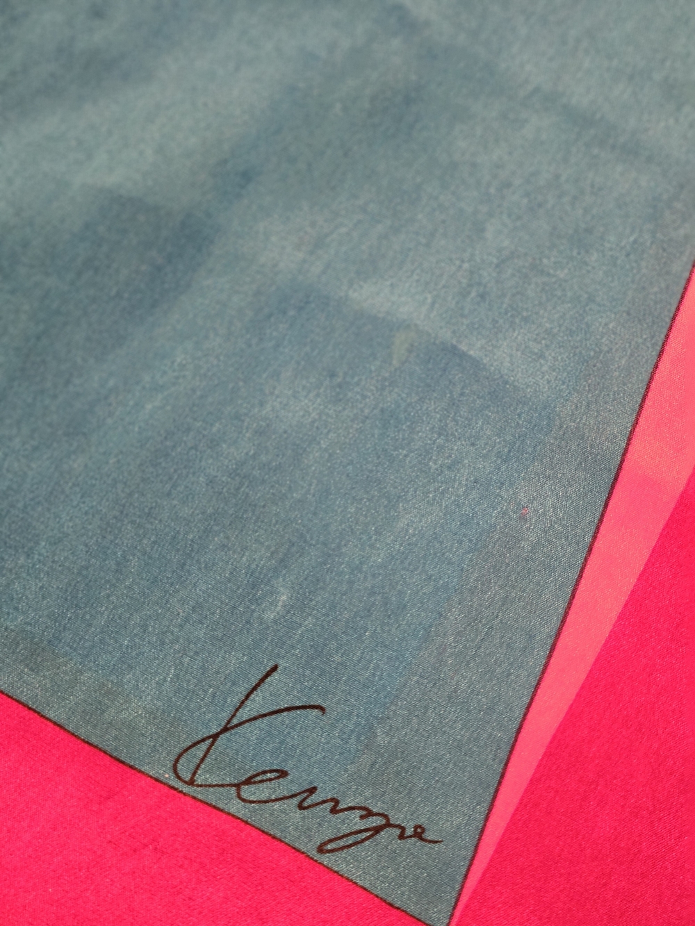 VINTAGE 1970s Kenzo 100% Silk Scarf Vibrant Color Block
